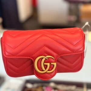 Pre Owned Gucci Super Mini Marmont Flap w Detachable Keychain Designer Bag